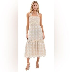 PatBO Cream Floral Midi Dress